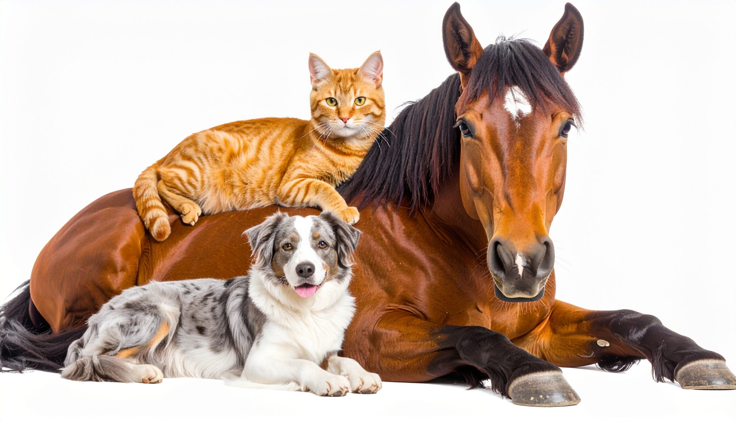 Bay Horse and Grey Dog - Ocala Elite Pet Services